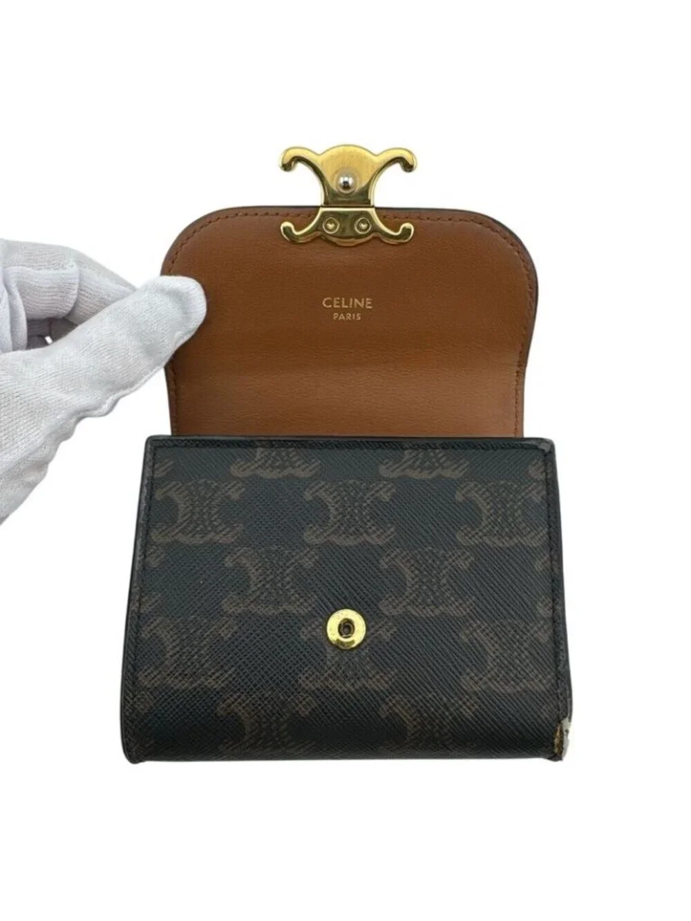 Celine Trifold Wallet Leather Brown - Picture 5 of 8